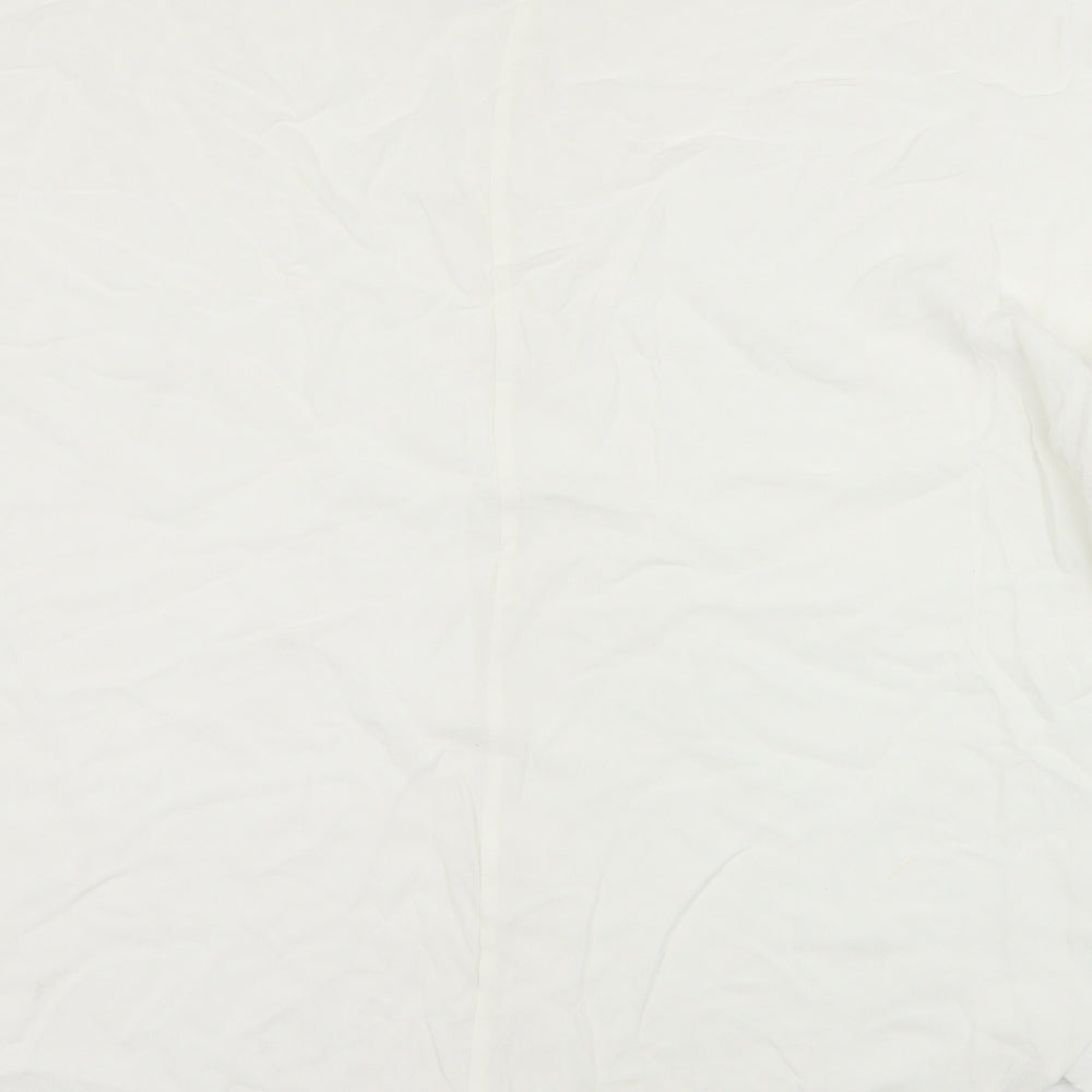 River Island Womens White  Viscose Basic Blouse Size 16 Round Neck