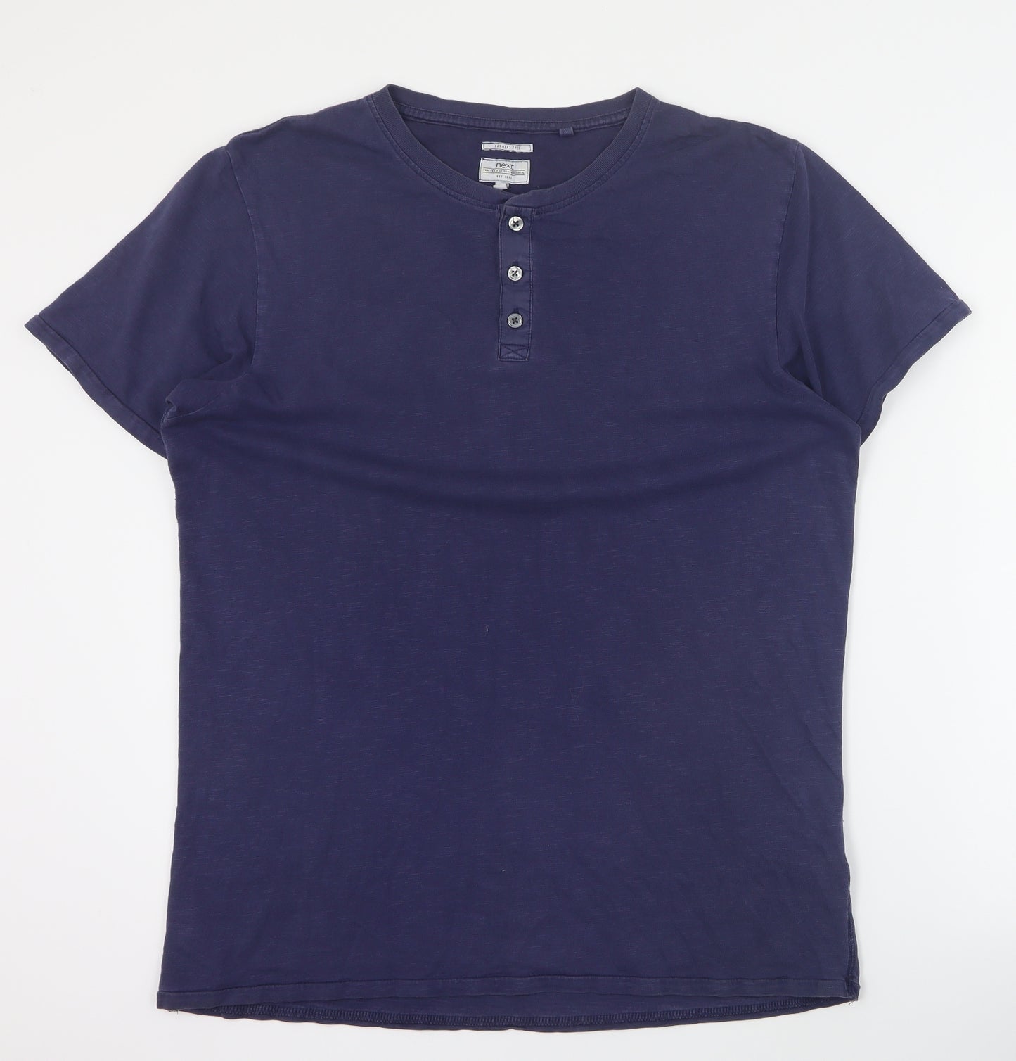NEXT Mens Blue  Cotton  T-Shirt Size M Henley