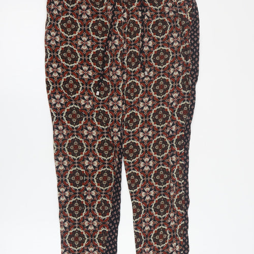 ESMARA Womens Black Geometric Viscose Carrot Trousers Size 10 L25 in Regular Drawstring