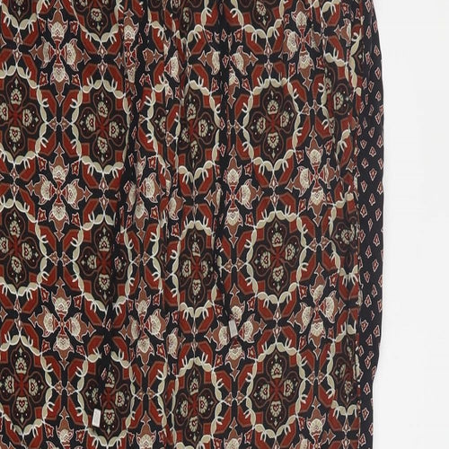 ESMARA Womens Black Geometric Viscose Carrot Trousers Size 10 L25 in Regular Drawstring