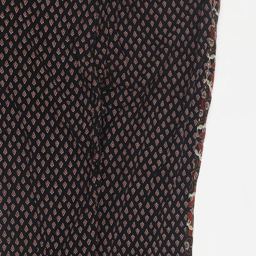 ESMARA Womens Black Geometric Viscose Carrot Trousers Size 10 L25 in Regular Drawstring