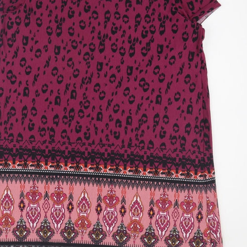 George Womens Purple Animal Print Polyester T-Shirt Dress  Size 12  Round Neck Pullover