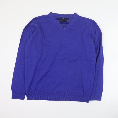 Jeff Banks Mens Purple V-Neck  Cotton Pullover Jumper Size M