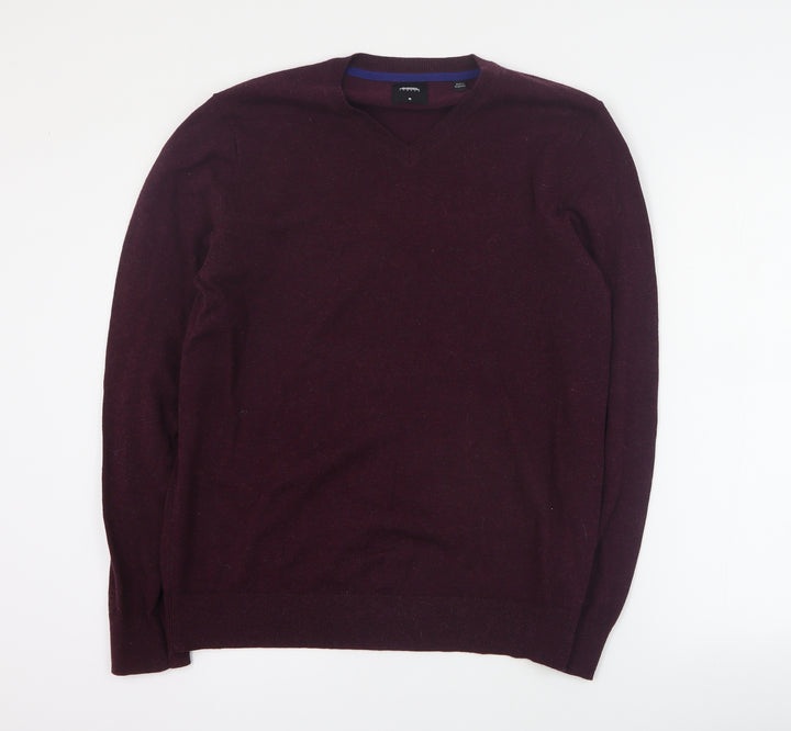 Burton Mens Purple V-Neck Cotton Pullover Jumper Size M