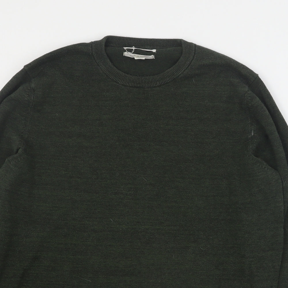 Marks and Spencer Mens Green Crew Neck  Cotton Pullover Jumper Size L