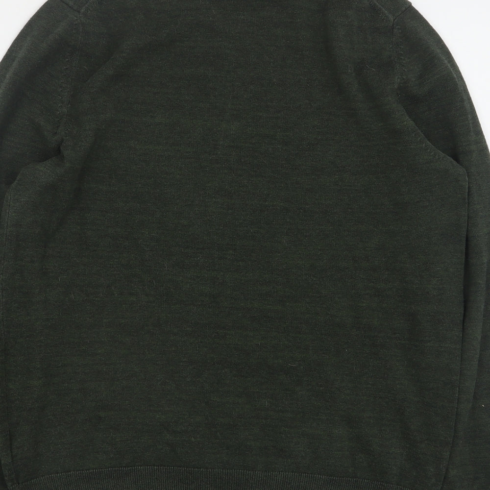 Marks and Spencer Mens Green Crew Neck  Cotton Pullover Jumper Size L