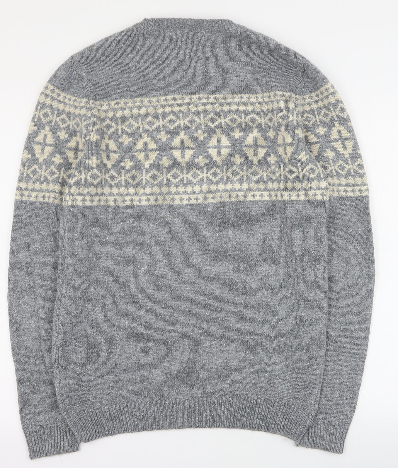 F&F Mens Grey Crew Neck  Acrylic Pullover Jumper Size S