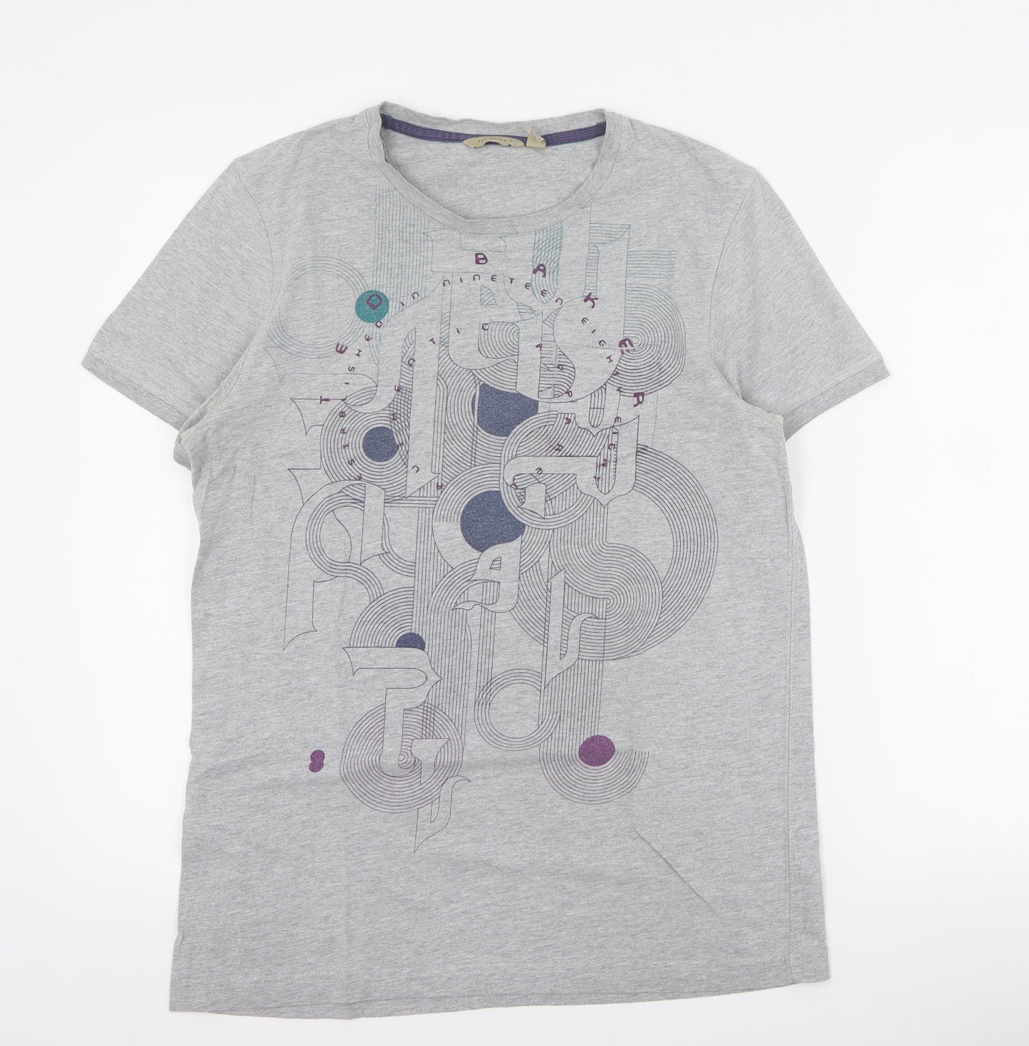 Ted Baker Mens Grey  Cotton  T-Shirt Size M Crew Neck