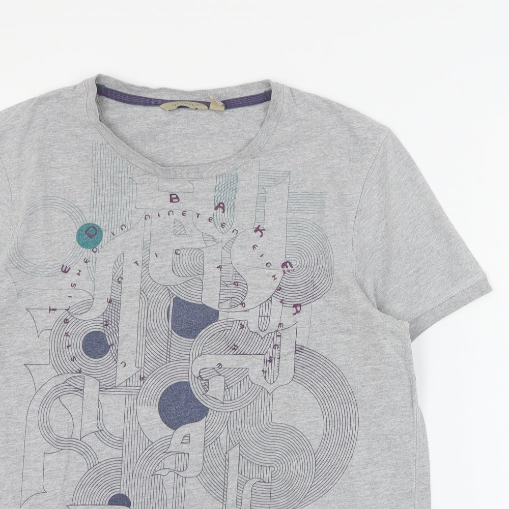 Ted Baker Mens Grey  Cotton  T-Shirt Size M Crew Neck