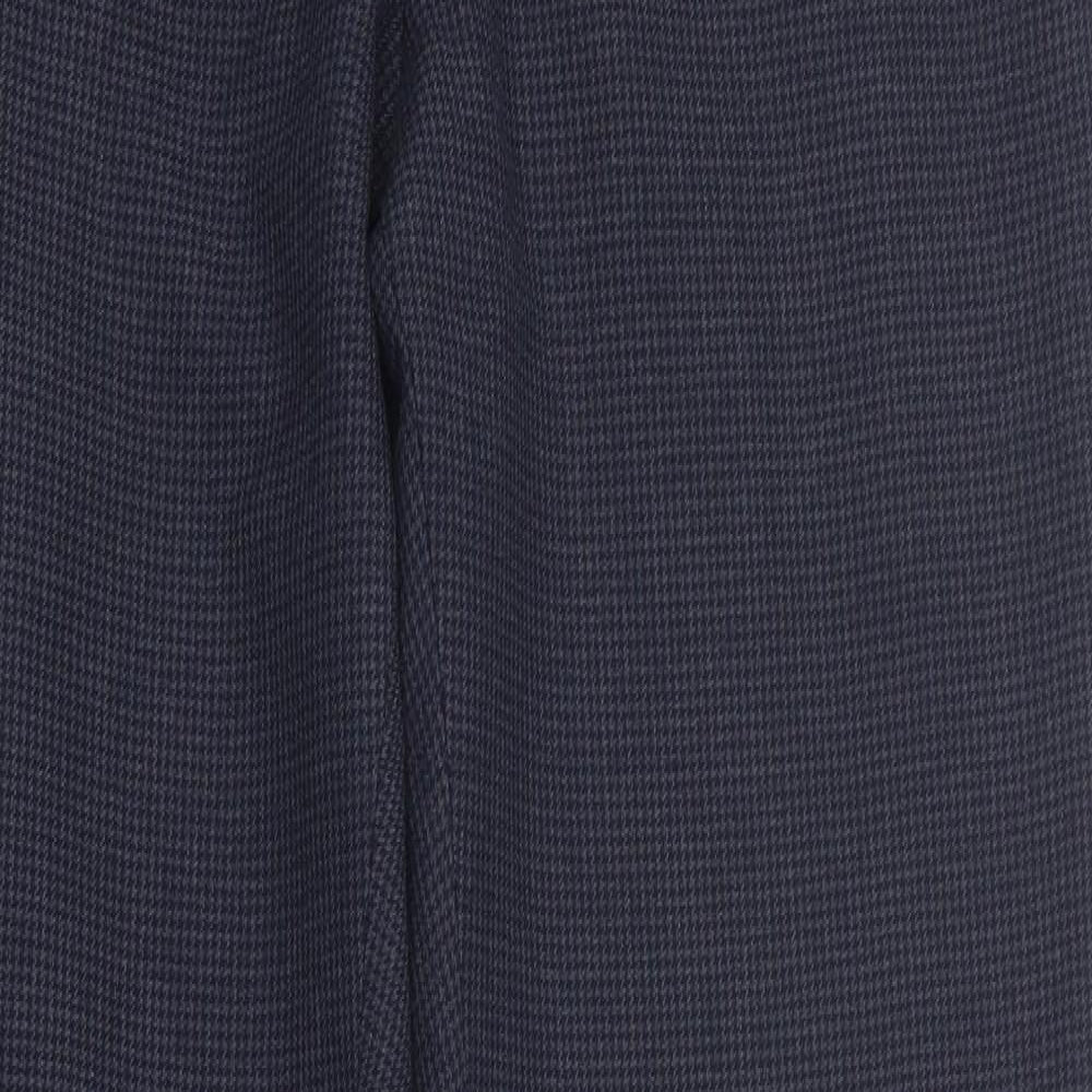 NEXT Mens Blue Houndstooth Polyester Dress Pants Trousers Size 32 in L30 in Regular Zip