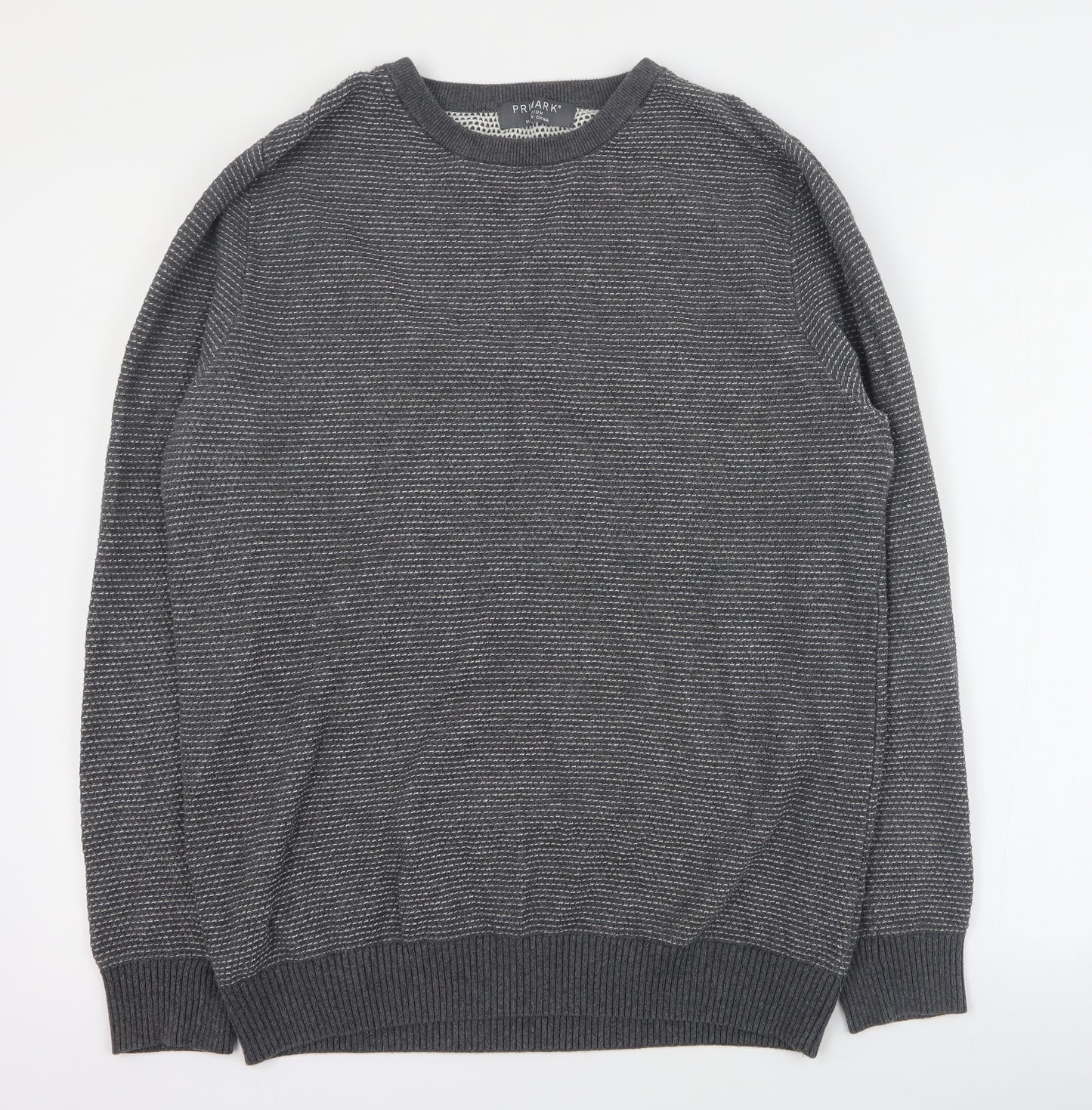 Primark Mens Grey Crew Neck  Cotton Pullover Jumper Size M