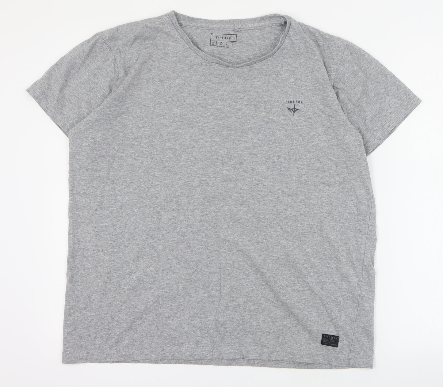 Firetrap Mens Grey  Cotton  T-Shirt Size M Crew Neck