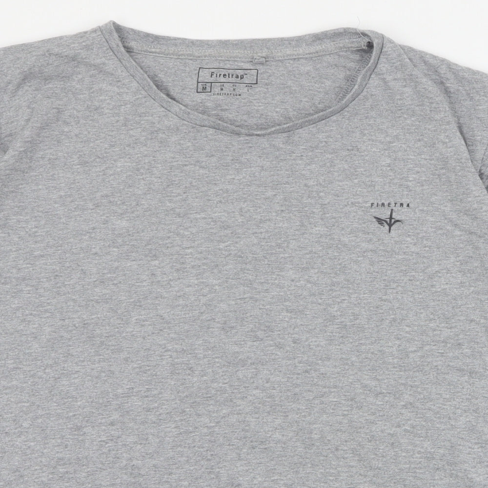Firetrap Mens Grey  Cotton  T-Shirt Size M Crew Neck