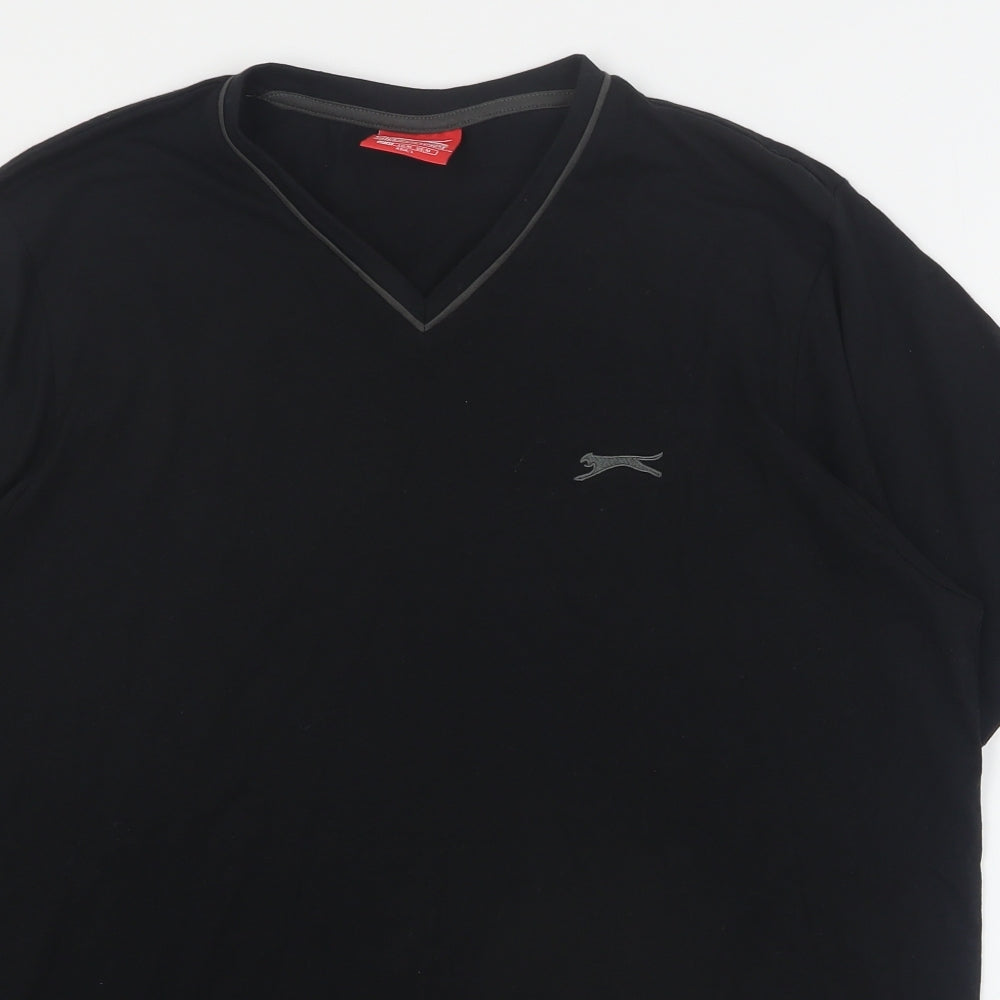Slazenger Mens Black  Cotton  T-Shirt Size M V-Neck