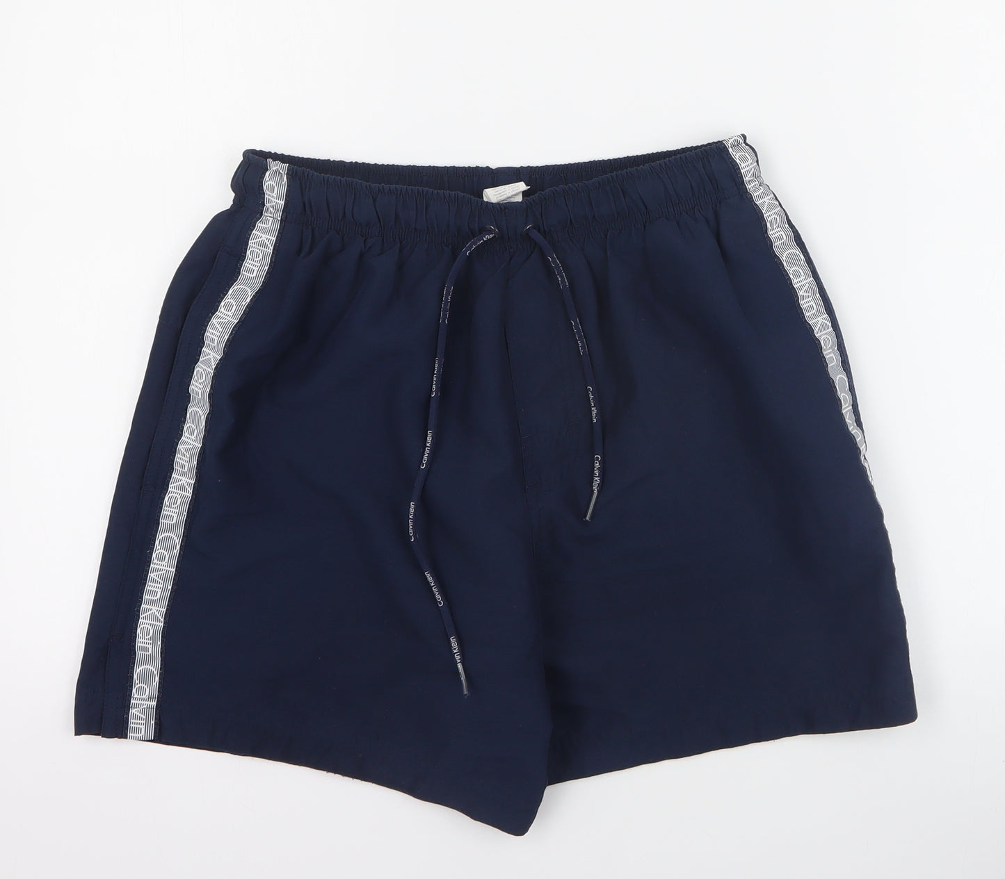 Calvin Klein Mens Blue  Polyester Sweat Shorts Size M L6 in Regular Drawstring - Swim short