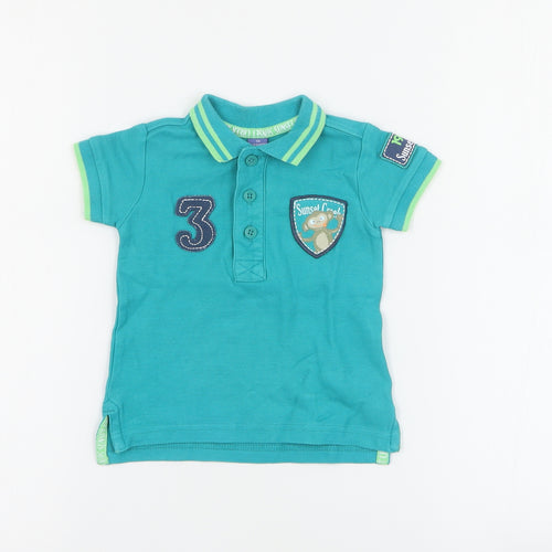 Dopo Dopo Baby Green  100% Cotton Basic Polo Size 6-9 Months Collared Button