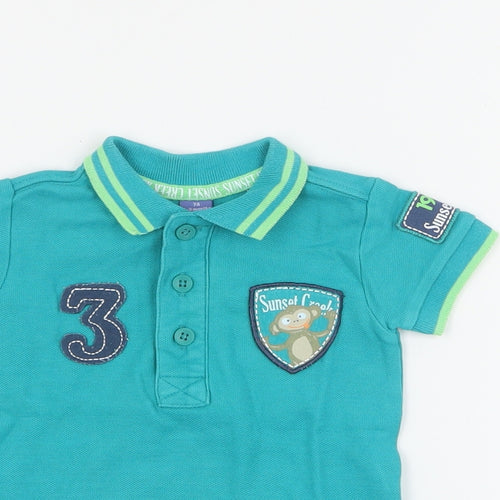 Dopo Dopo Baby Green  100% Cotton Basic Polo Size 6-9 Months Collared Button