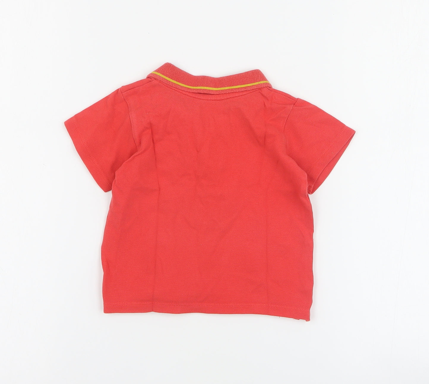 Marks and Spencer Baby Red  100% Cotton Basic Polo Size 6-9 Months Collared Button