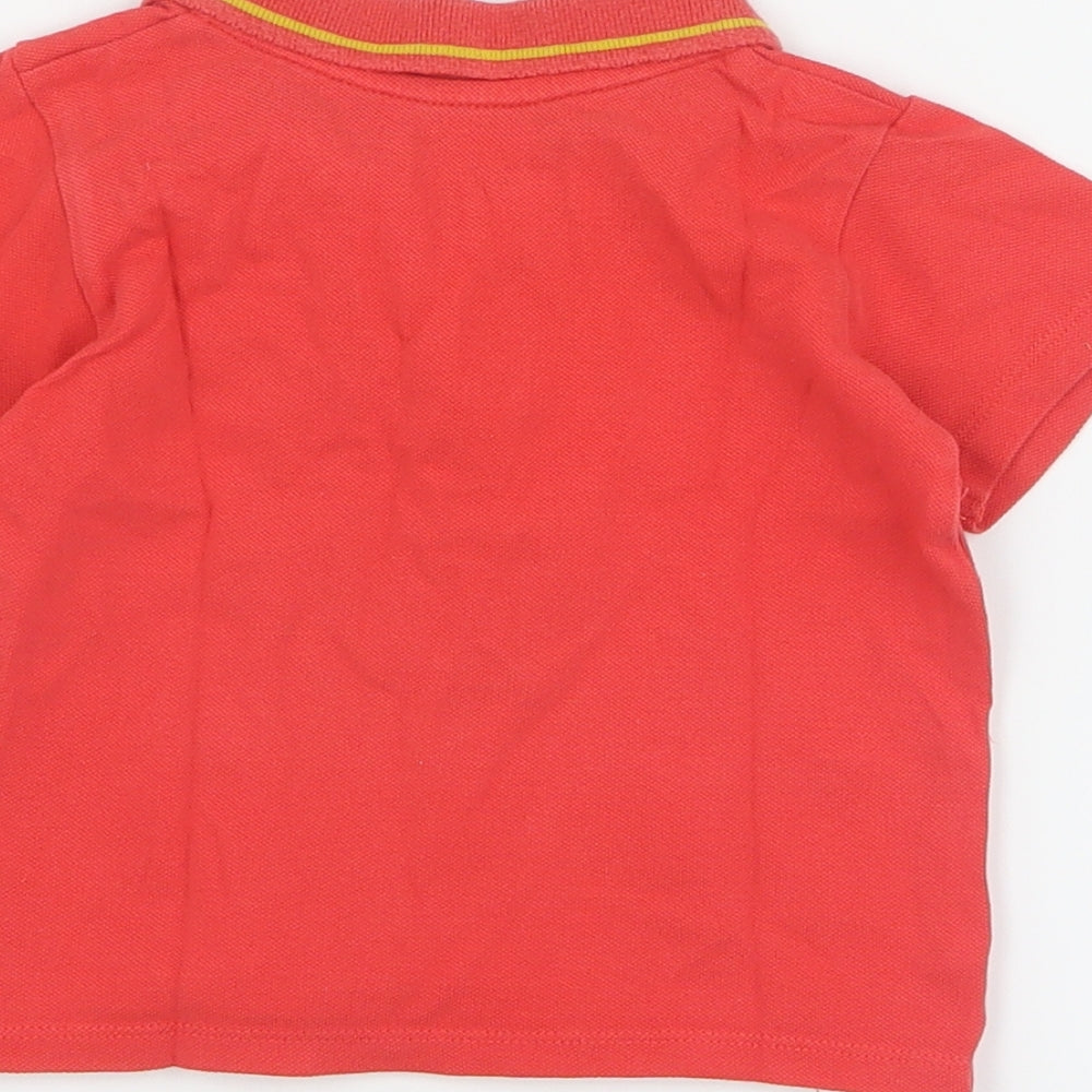 Marks and Spencer Baby Red  100% Cotton Basic Polo Size 6-9 Months Collared Button