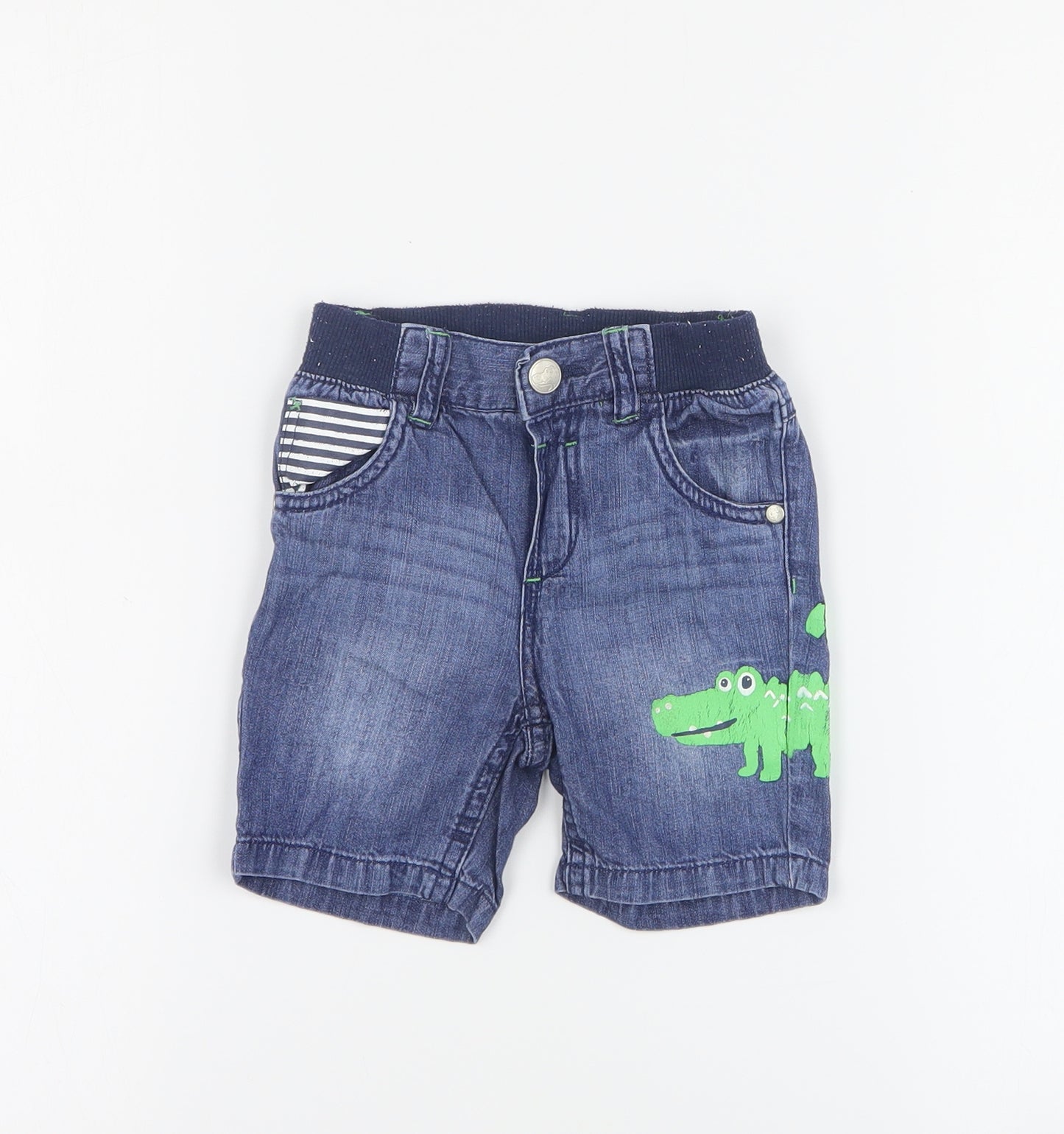 Dopo Dope Baby Blue  Cotton Cropped Jeans Size 6-9 Months  Snap - Crocodile