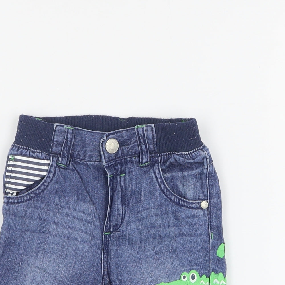 Dopo Dope Baby Blue  Cotton Cropped Jeans Size 6-9 Months  Snap - Crocodile