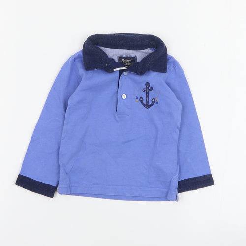 Mayoral Baby Baby Blue  100% Cotton Basic Polo Size 9-12 Months Collared Button