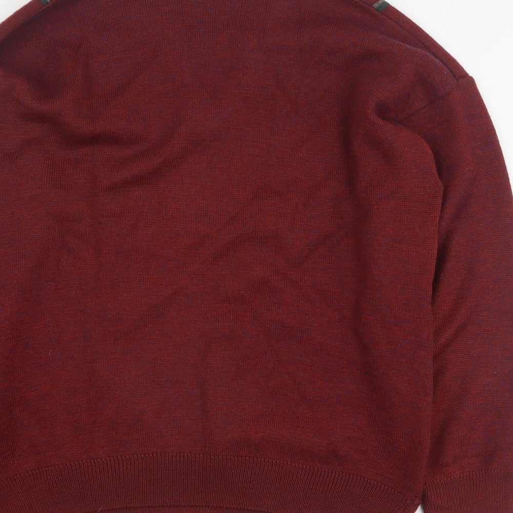 Harvey Anderson Mens Red V-Neck  Acrylic Pullover Jumper Size M