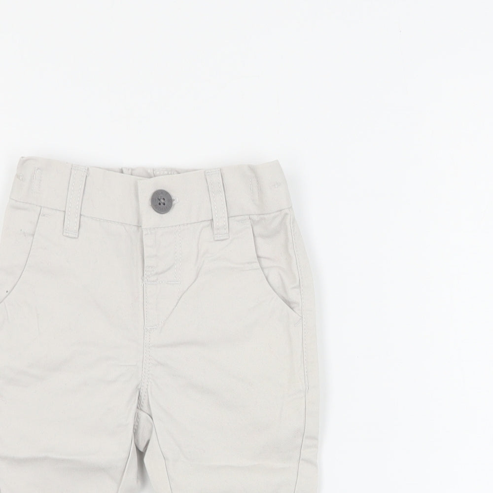 NEXT Baby Beige  Cotton Cargo Trousers Size 6-9 Months  Snap