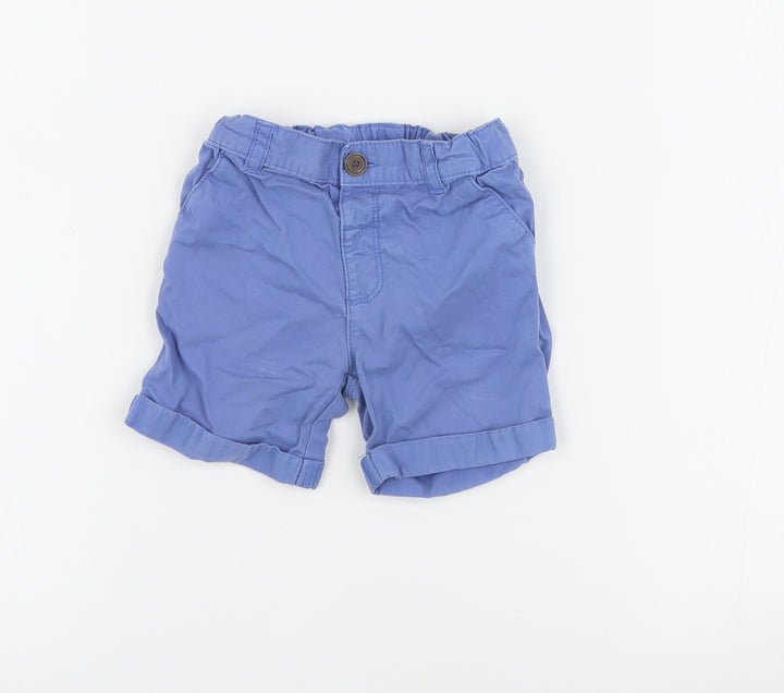 Marks and Spencer Baby Blue  100% Cotton Cropped Trousers Size 12-18 Months  Pullover