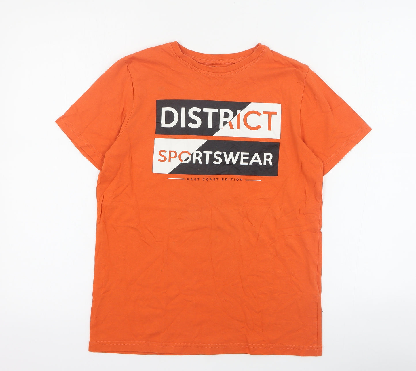 Primark Boys Orange  100% Cotton Basic T-Shirt Size 11-12 Years Crew Neck Pullover