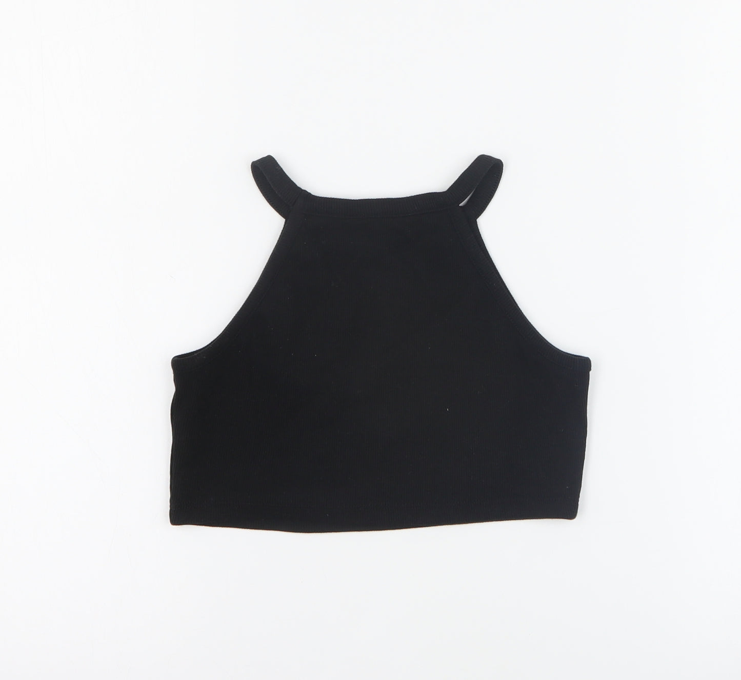 Candy Couture Girls Black  Cotton Cropped Tank Size 11 Years Round Neck Pullover