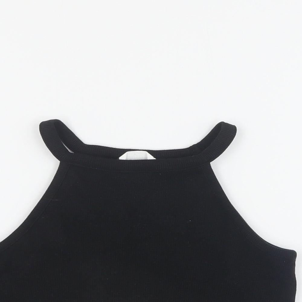 Candy Couture Girls Black  Cotton Cropped Tank Size 11 Years Round Neck Pullover