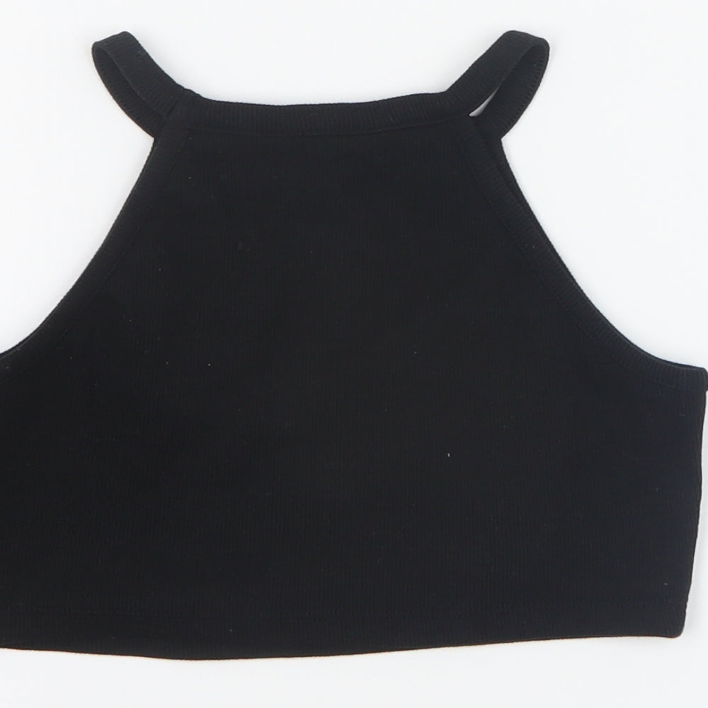 Candy Couture Girls Black  Cotton Cropped Tank Size 11 Years Round Neck Pullover