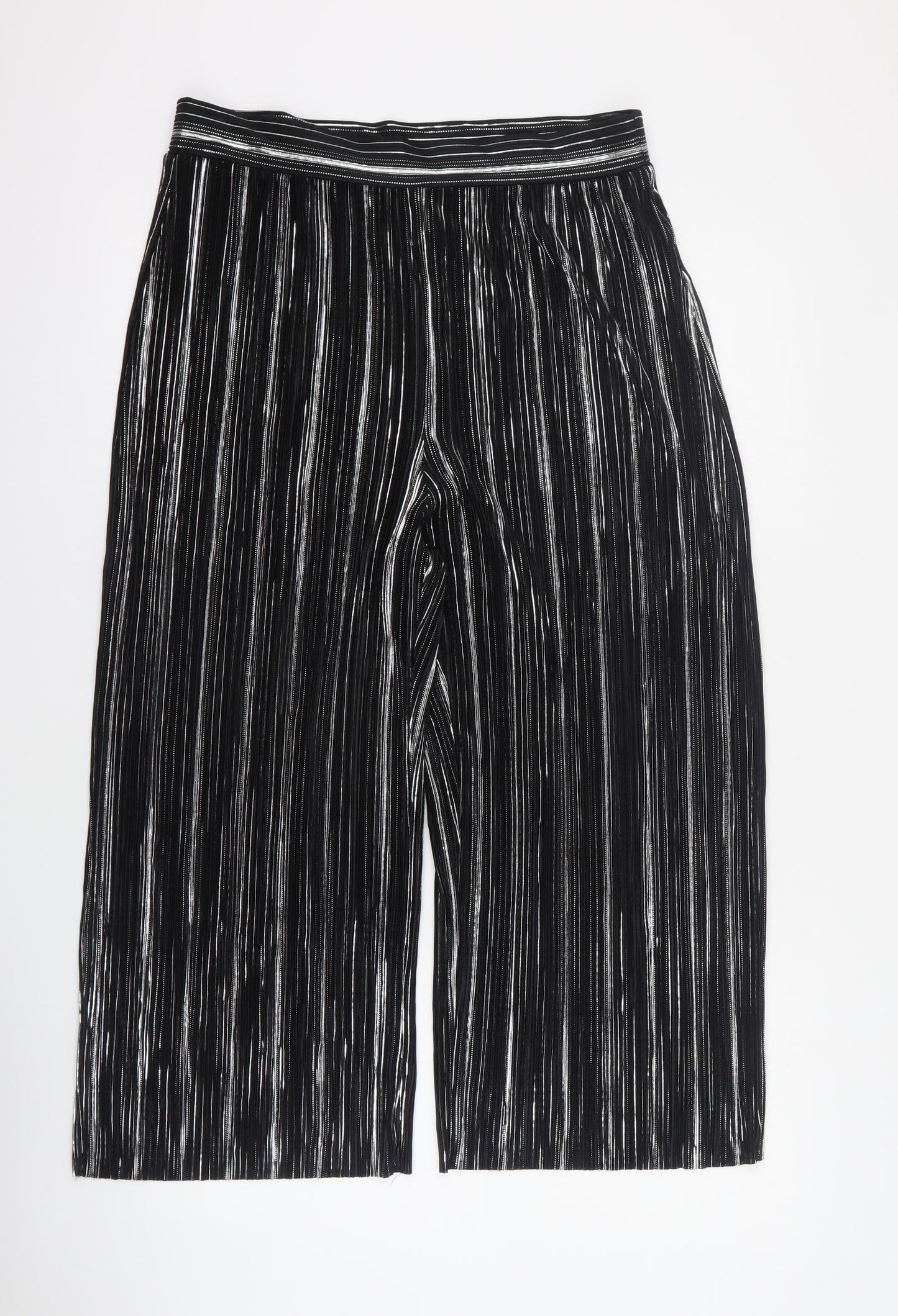 F&F Womens Black  Polyester Cropped Trousers Size 10 L21 in Regular