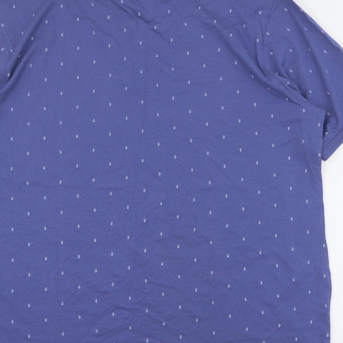 Dunnes Mens Blue Geometric 100% Cotton  Polo Size XL Collared Button