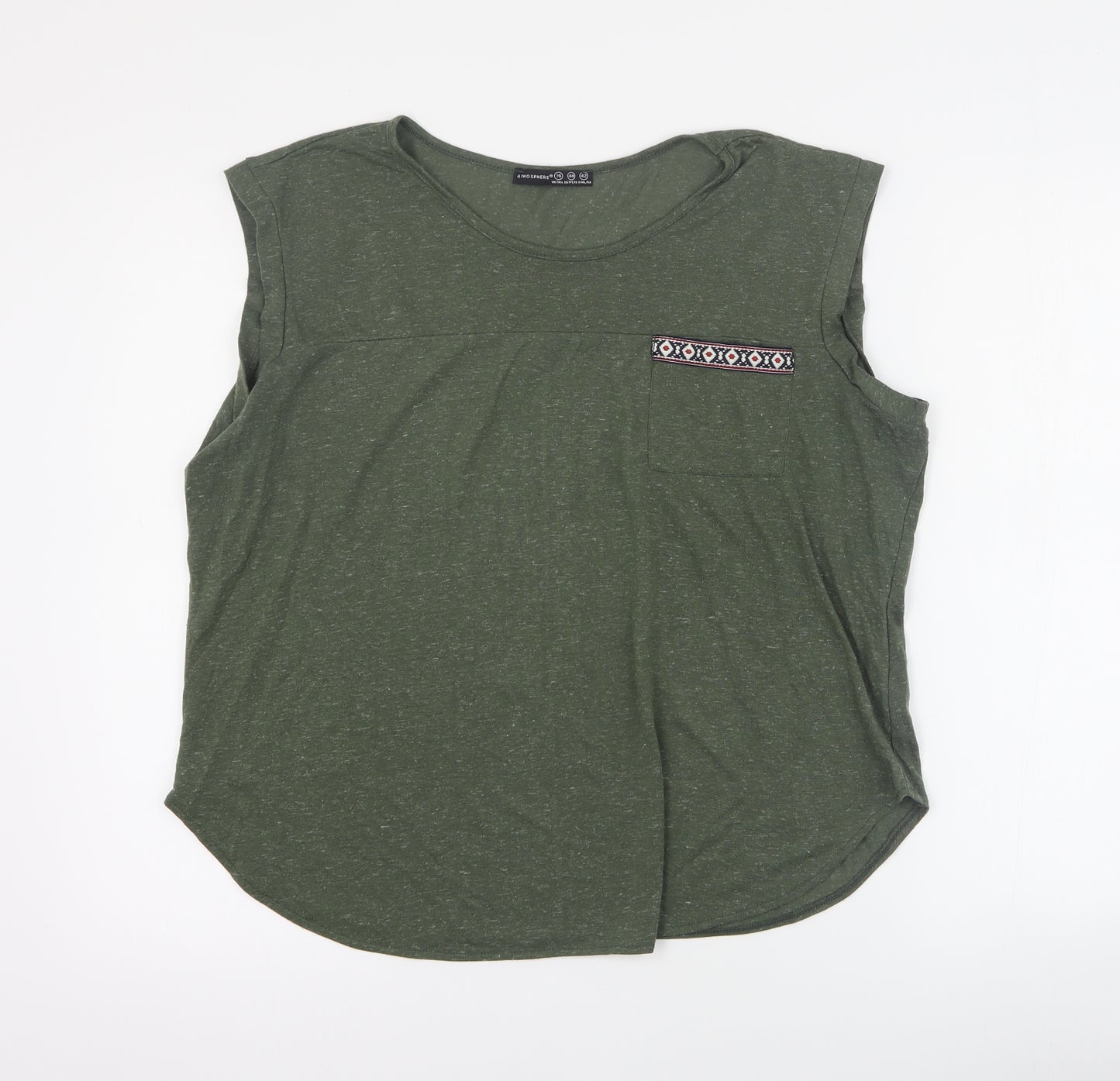 Primark Womens Green  Polyester Basic Tank Size 16 Round Neck