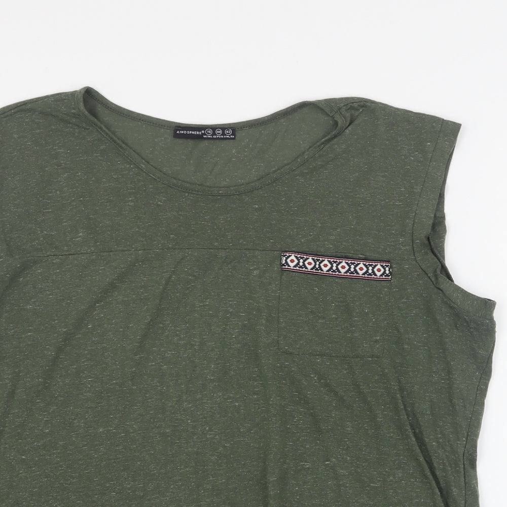 Primark Womens Green  Polyester Basic Tank Size 16 Round Neck