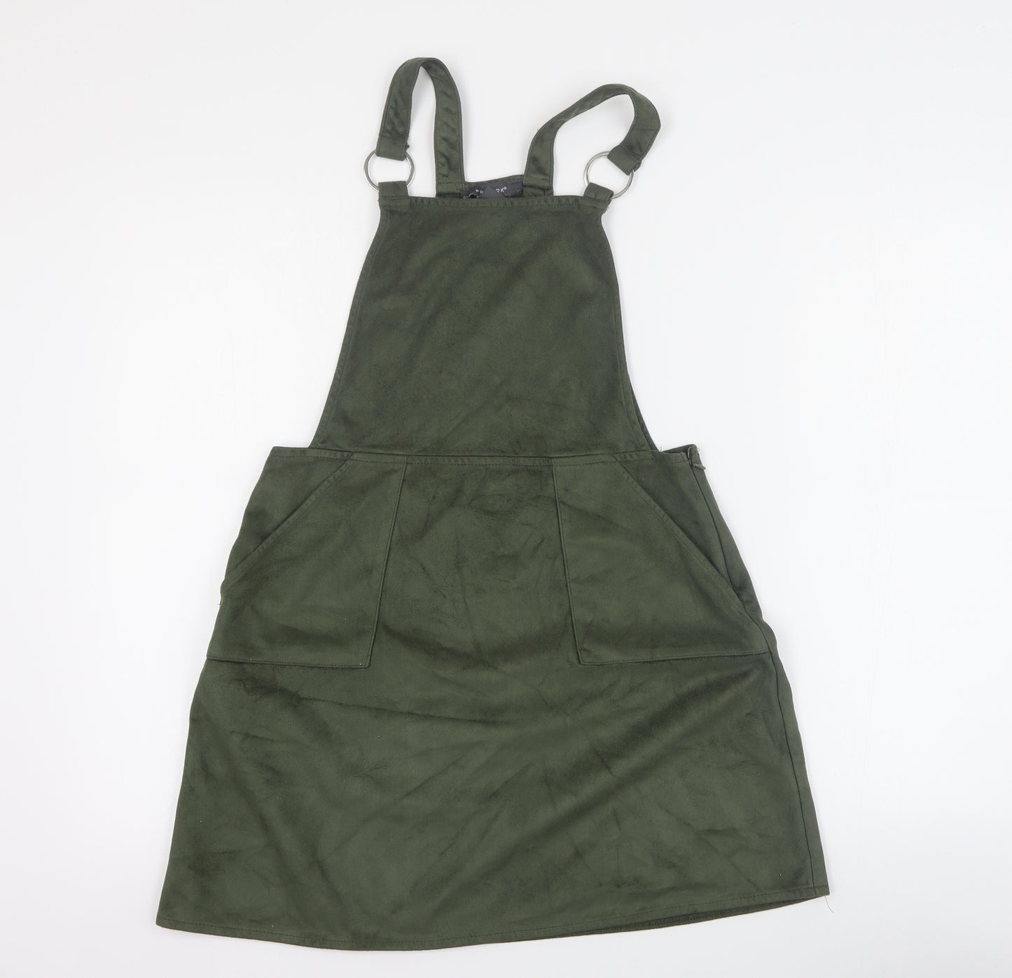 Primark Womens Green  Polyester Pinafore/Dungaree Dress  Size 12  Square Neck Zip