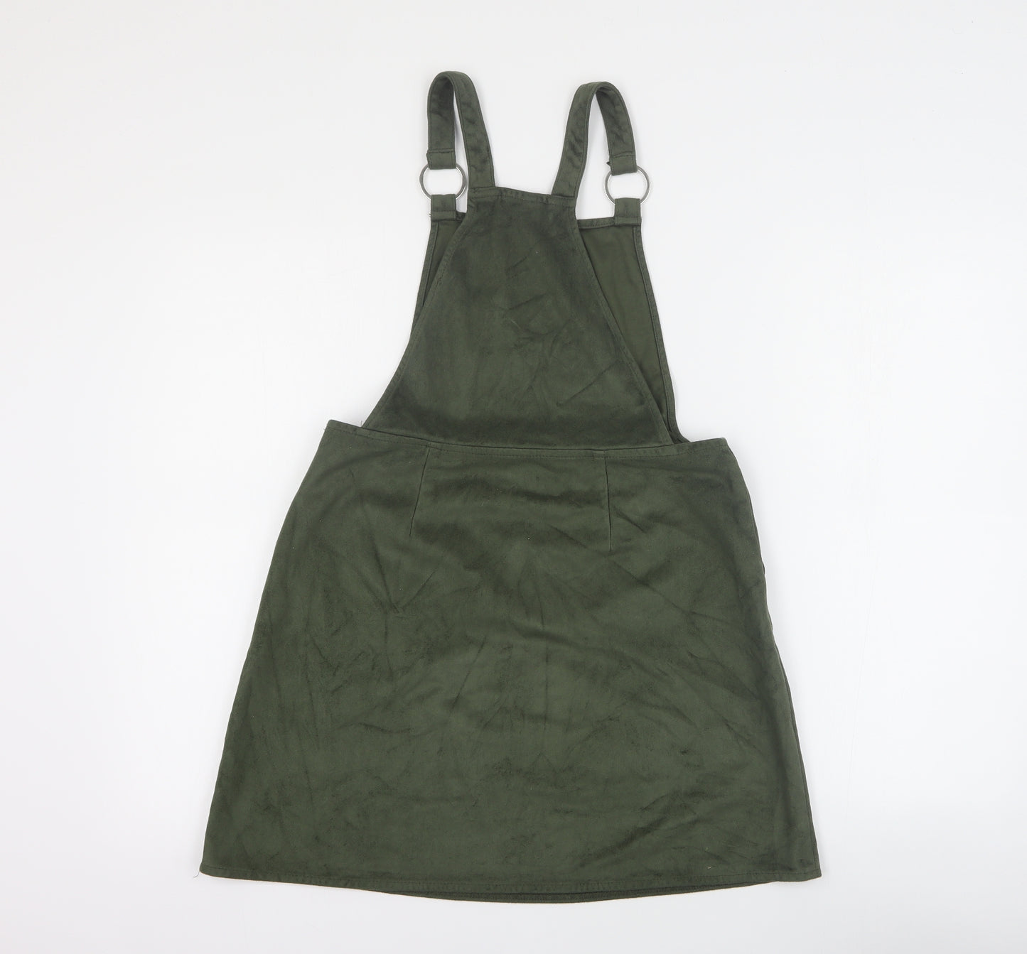 Primark Womens Green  Polyester Pinafore/Dungaree Dress  Size 12  Square Neck Zip