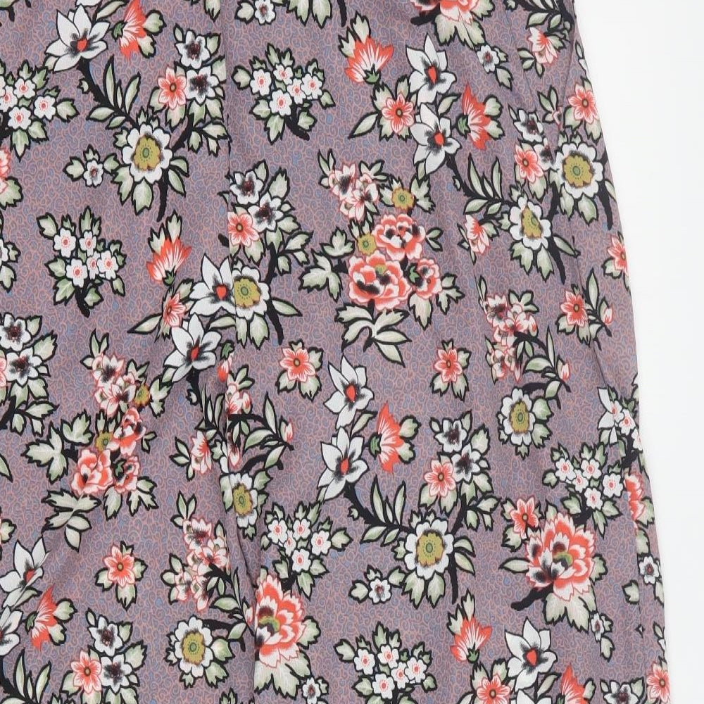 Missi Womens Grey Floral Polyester Cropped Trousers Size 10 L22 in Regular Zip