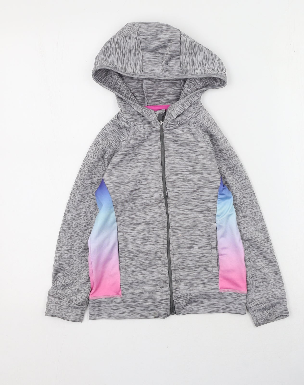 Soluxe Girls Grey Round Neck  Polyester Full Zip Jumper Size 6-7 Years