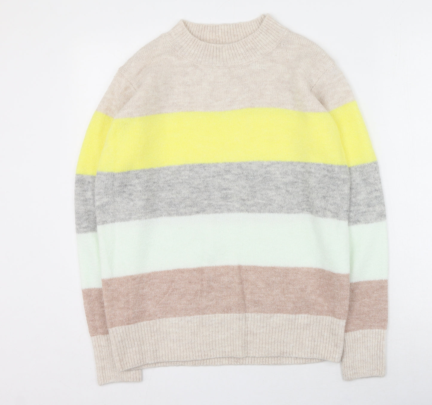 Papaya Womens Multicoloured Round Neck Striped Acrylic Pullover Jumper Size M