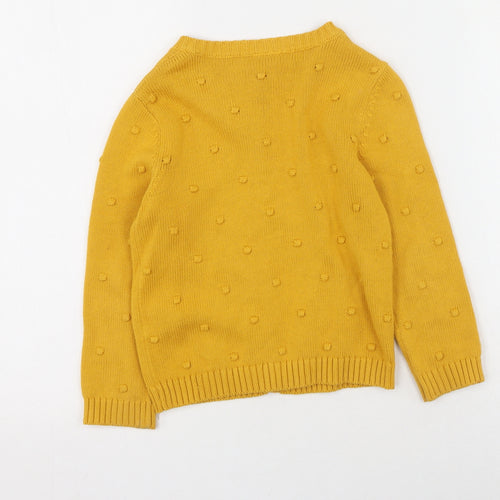 F&F Girls Yellow Round Neck  100% Cotton Cardigan Jumper Size 4-5 Years