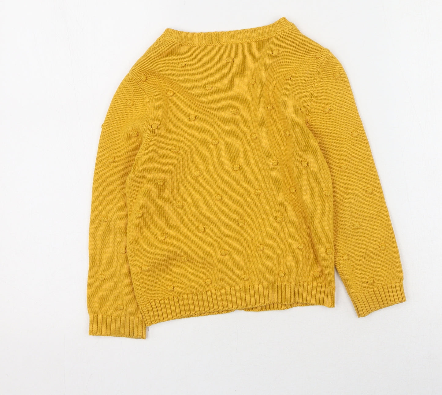 F&F Girls Yellow Round Neck  100% Cotton Cardigan Jumper Size 4-5 Years