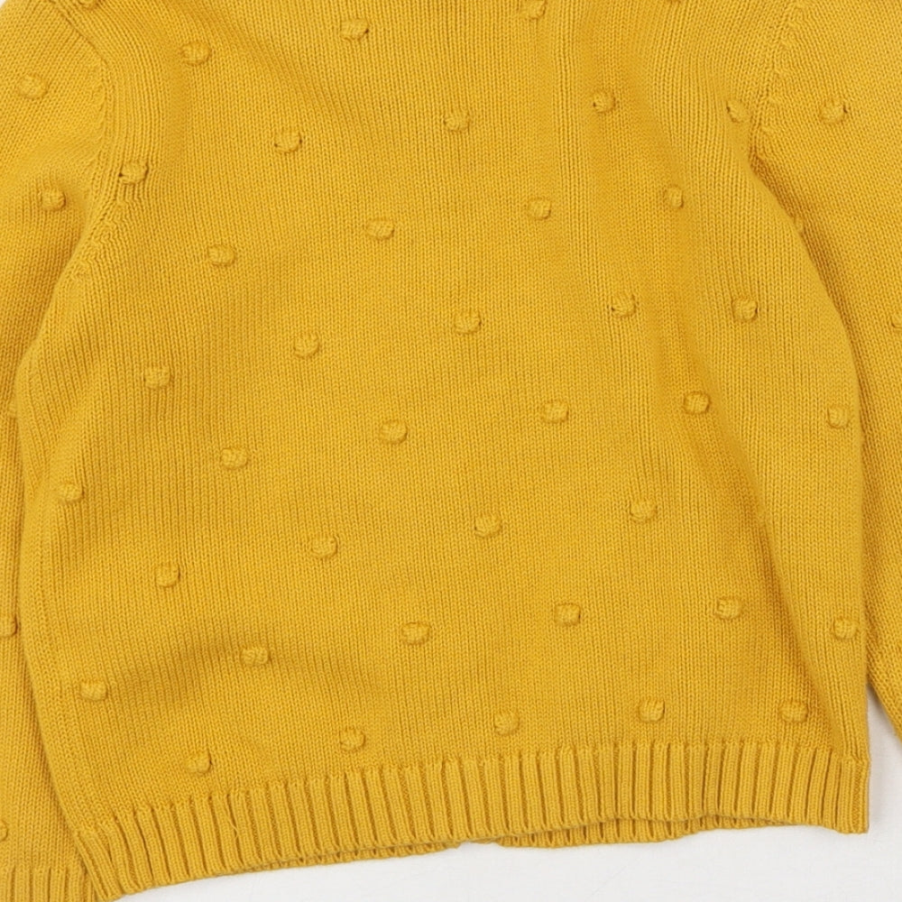 F&F Girls Yellow Round Neck  100% Cotton Cardigan Jumper Size 4-5 Years