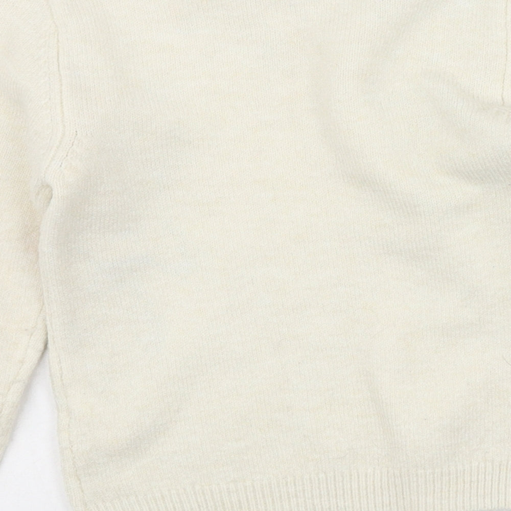 Primark Girls Beige Round Neck  Acrylic Pullover Jumper Size 6-7 Years   - Unicorn