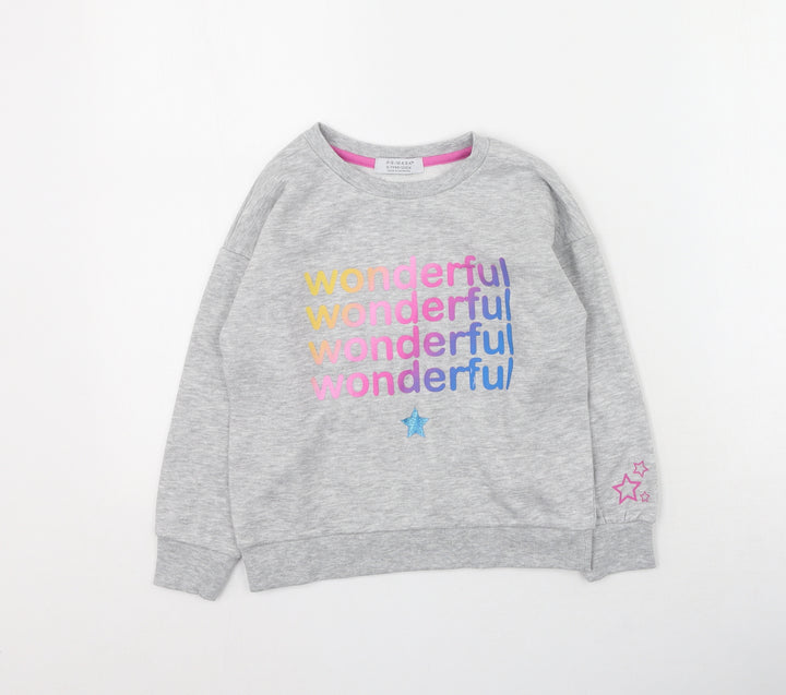 Primark Girls Grey  Cotton Pullover Sweatshirt Size 6-7 Years