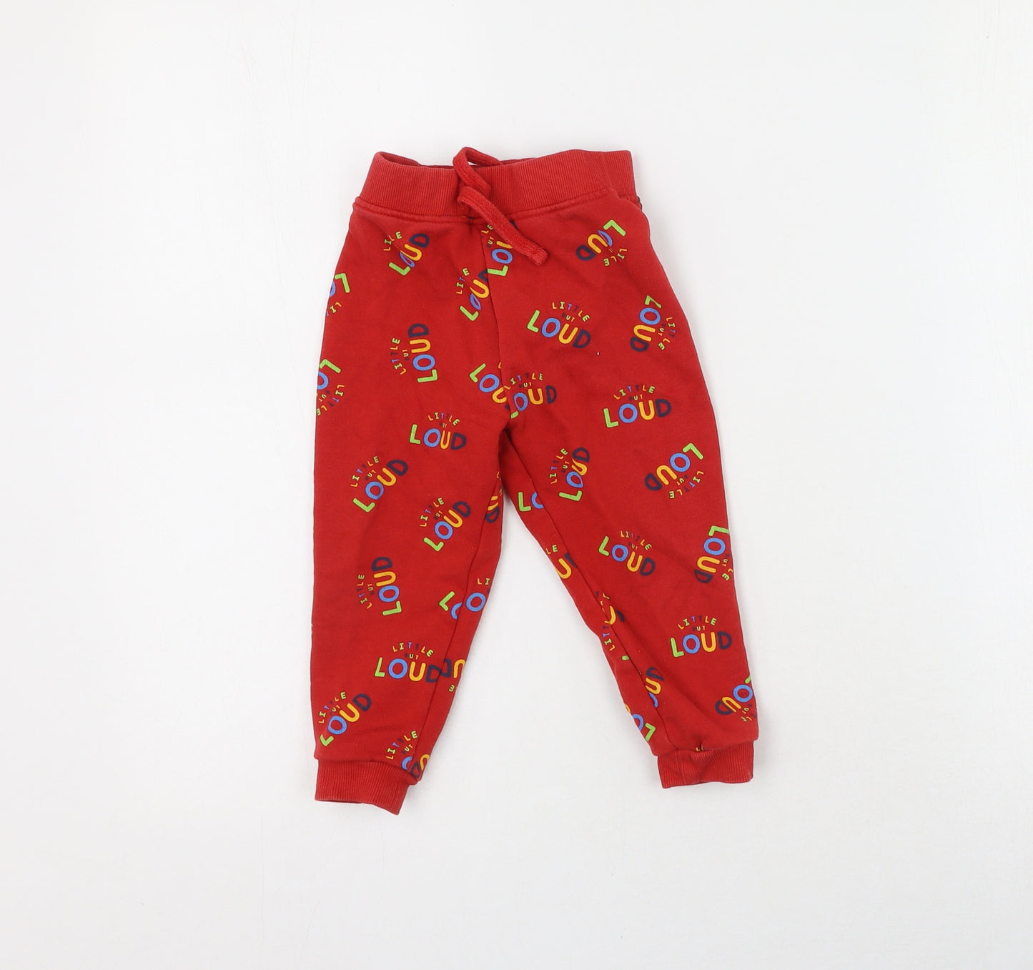 Dunnes Stores  Red  Polyester Jogger Trousers Size 18-24 Months   - Loud