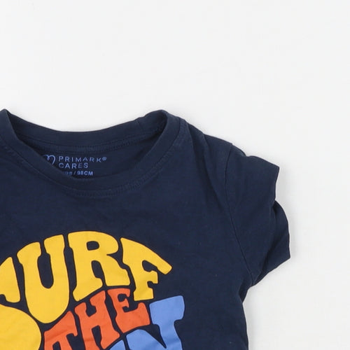 Primark Boys Blue  Polyester Basic T-Shirt Size 2-3 Years Round Neck  - Surf The Sun