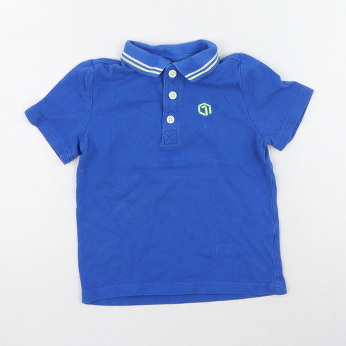 F&F Boys Blue  Cotton Basic Polo Size 2-3 Years Collared